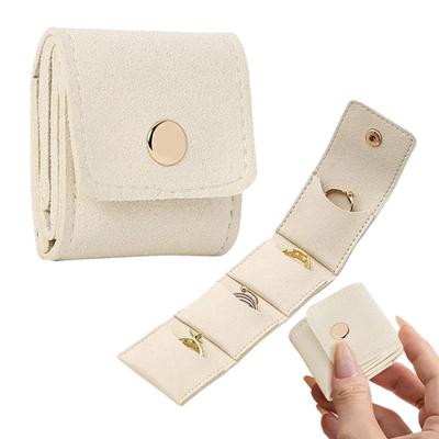 Folding Jewelry Travel Bag Travel Ring Holder Trendy Divided Case With Buckle For Airplane Beach Vacation Honeymoon Wedding