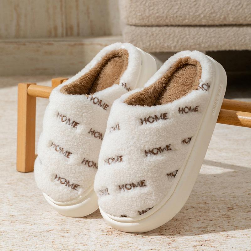 A Pair of Cotton Shoes for Women, Anti-slip Indoor Home, Warm Slippers and Thick-soled Shoes