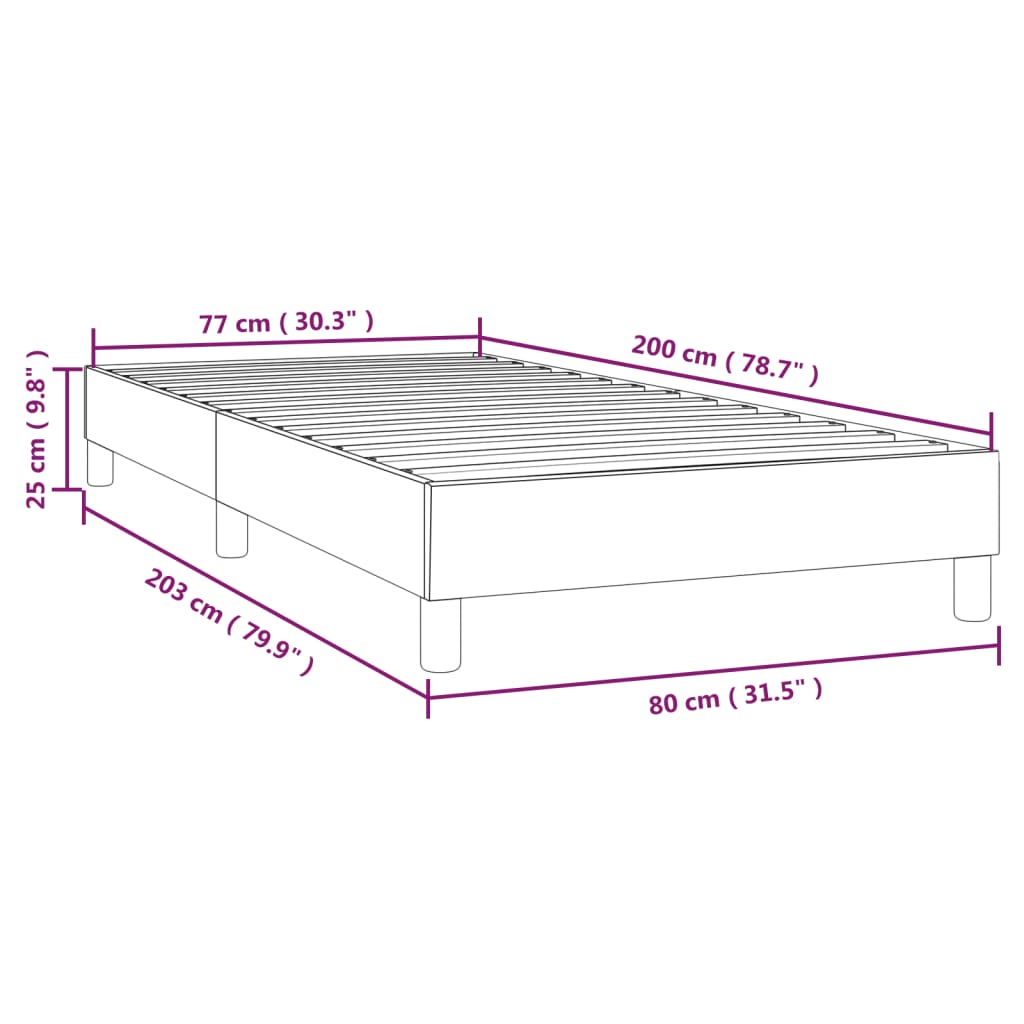Box Spring Bed Frame Dark Grey 80 x 200 cm Velvet