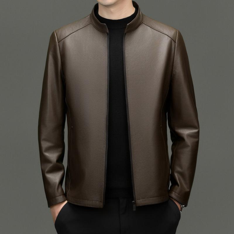 

Autumn and winter leather leather jacket men s casual large size cowhide top leather locomotive stand-up collar leather jacket 58