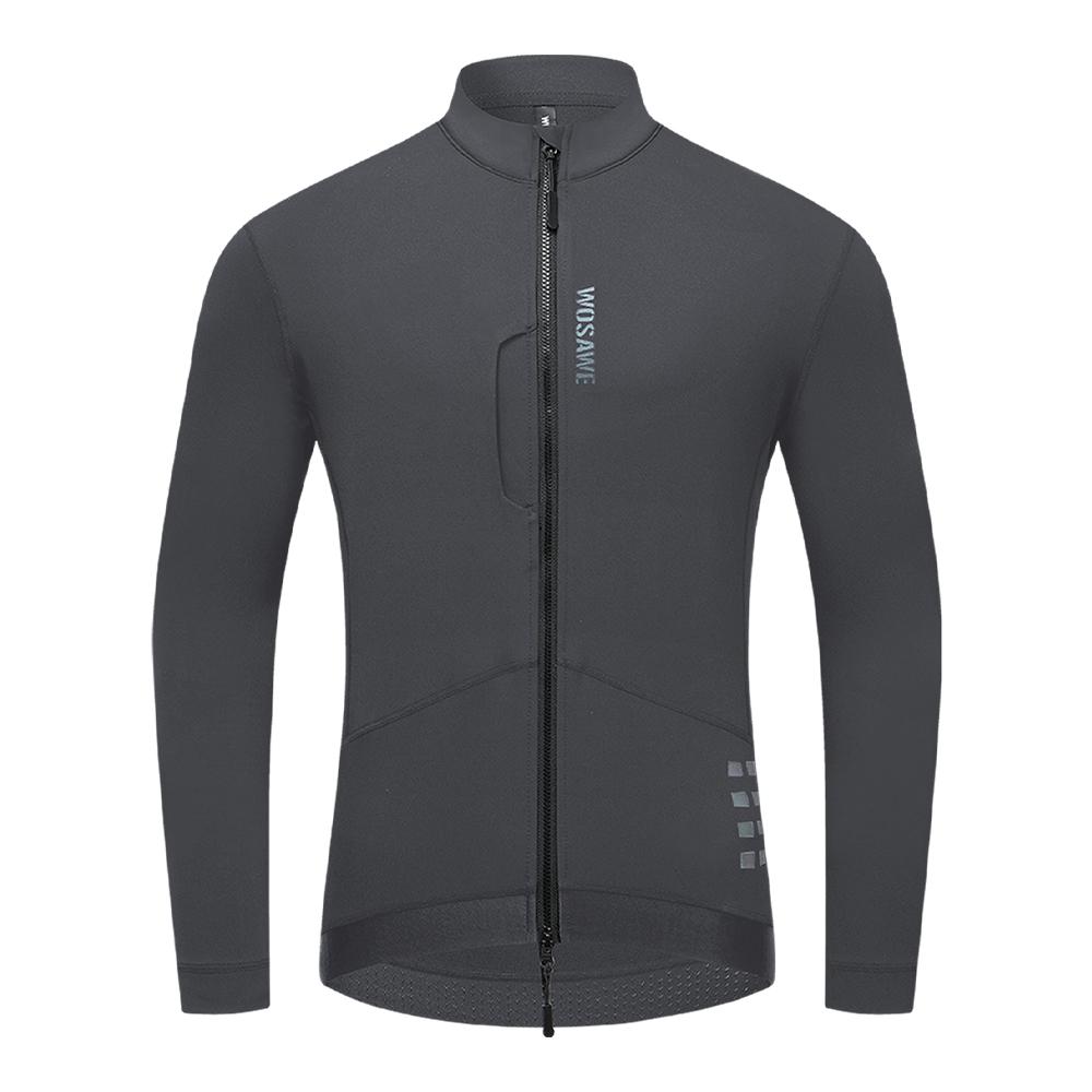 WOSAWE Podzim Zima Pánská Cyklistická Bunda Větruodolná Termální Fleecová Reflexní Dlouhý Rukáv Teplé Topy Silniční Cyklistické Oblečení