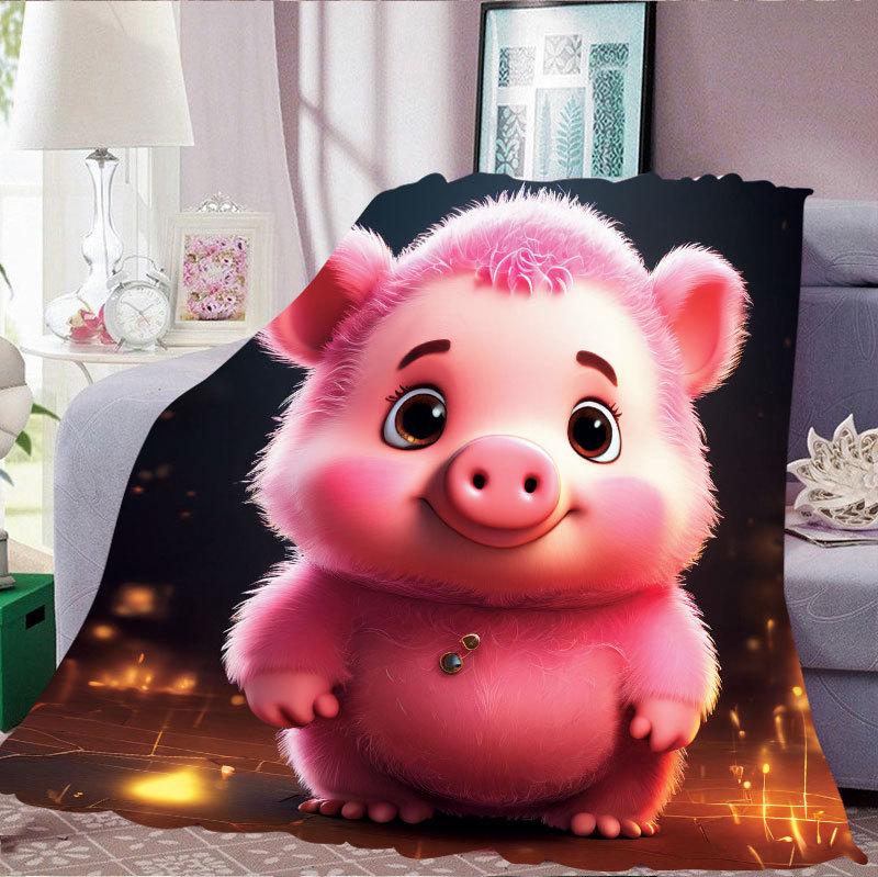 Single-sided Digital Print Flannel Blanket for Office or Air Conditioning, Thickened and Warm