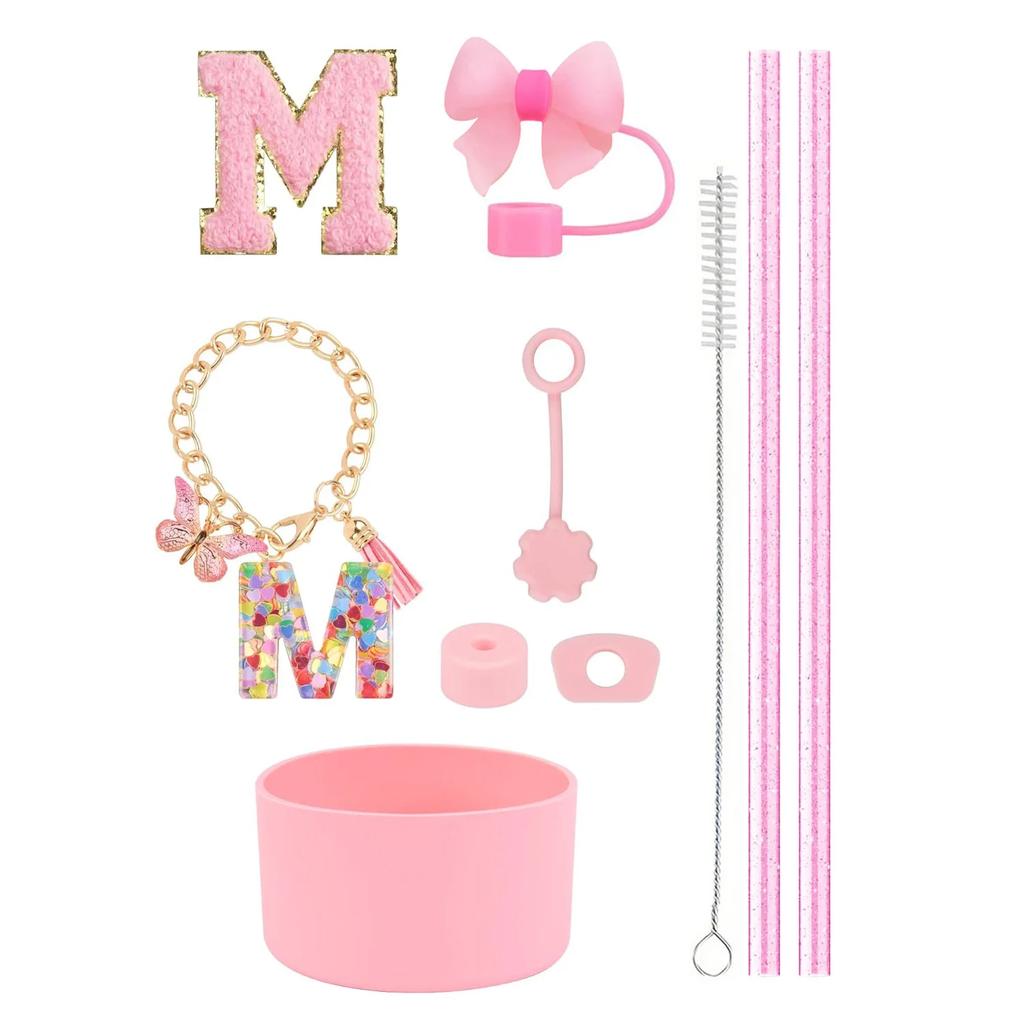 10pcs Cup Accessories Set for Stanley 30oz 40oz Tumbler Straw Cover Cap Boot Spill Proof Stopper Letter Keychain Charm Sticker