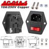 5pcs Electrical AC Socket IEC320 3 Pin 250V Rocker Switch Fuse Male Female Inlet Plug Connector C13 C14 Socket Mount