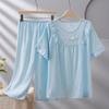 2026 Women's Plus Size Short-Sleeve Cloud Cotton Pajama Set: High-End Printed Homewear for Spring, Summer, Autumn