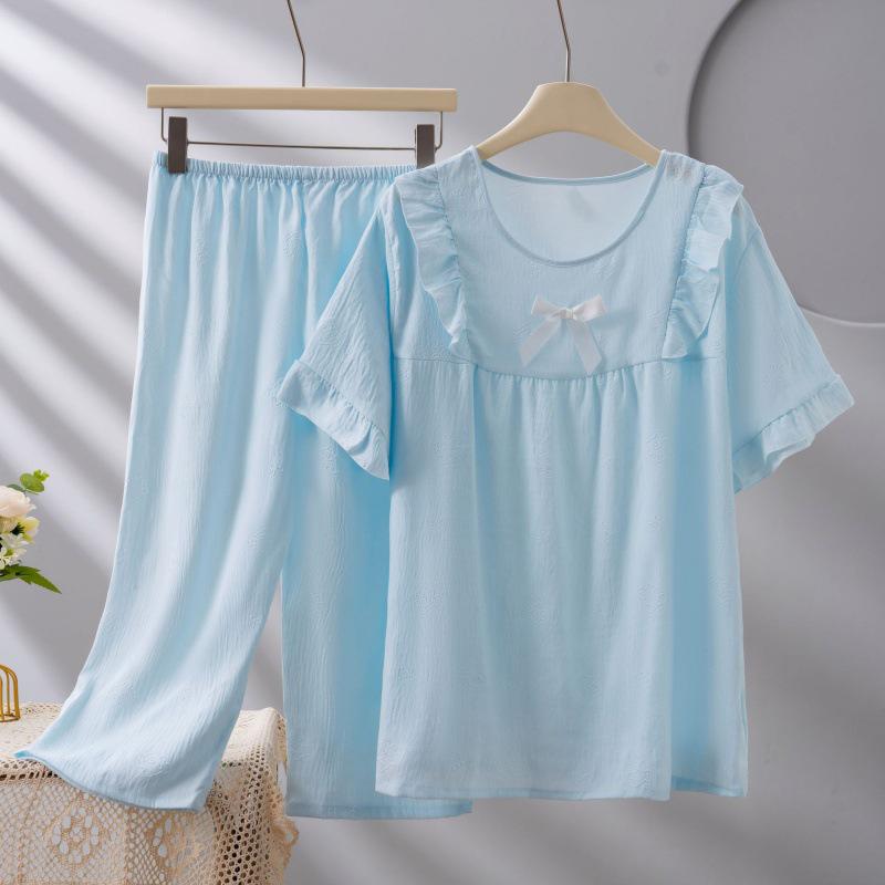 2026 Women's Plus Size Short-Sleeve Cloud Cotton Pajama Set: High-End Printed Homewear for Spring, Summer, Autumn