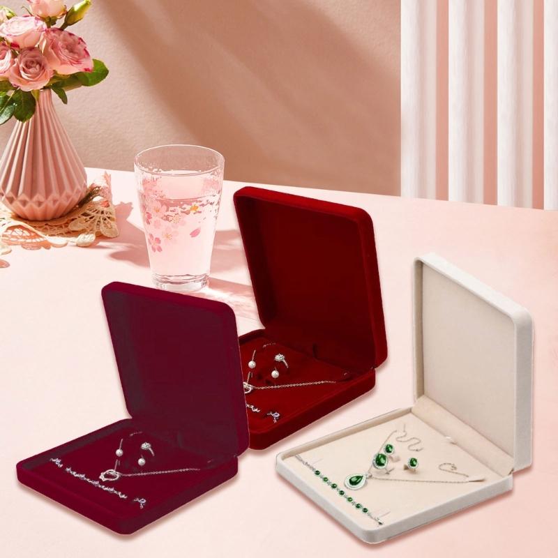 Pudełko na biżuterię z aksamitu na pierścionki, naszyjniki, kolczyki, bransoletki, taca ekspozycyjna, elegancki organizer na specjalne okazje