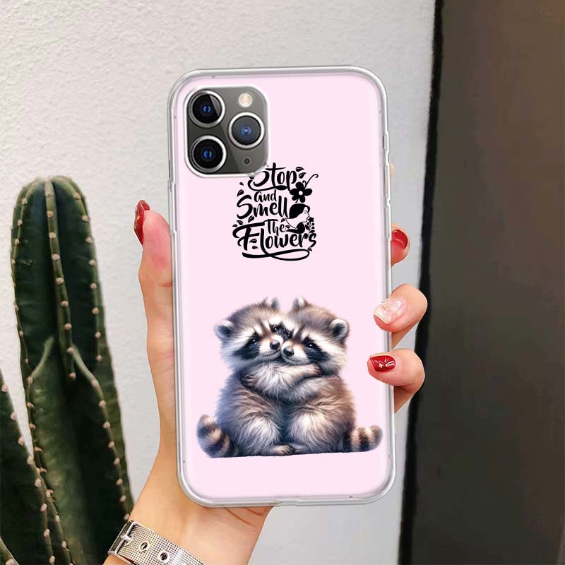 Waschbär Süßes Tier Für iPhone 17 Air 16 15 14 Plus 13 Mini 12 11 Pro Max Handyhülle 16E 7 Druck 8 SE Fundas Hülle Weiche Hülle 16