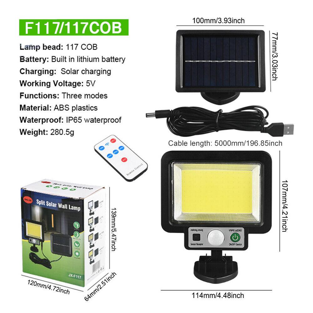Solar-Powered Waterproof 72COB Split Remote Control Garden Light with 56LEDs