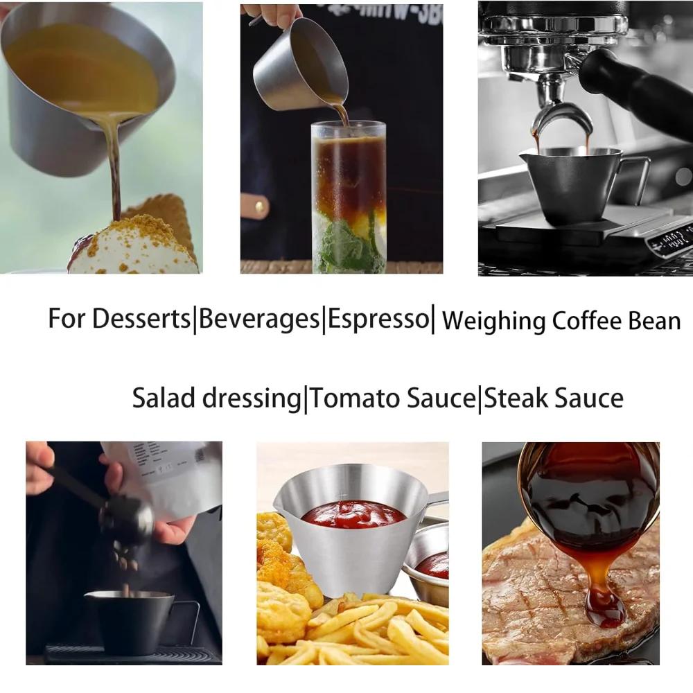 Hot Espresso Measuring Cup Sauce Cup Espresso Shot Glasses 2oz Stainless Steel Pouring Cup For Tomato Saucer