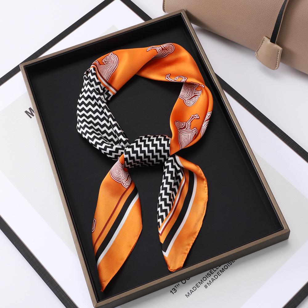 New Spring Travel 70 Small Silk Scarf Imitation Silk Square Scarf Women's Fashion Chain Small Scarf High Grade Scarf