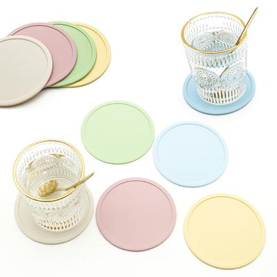 Sottobicchiere in silicone da 2 pezzi da 10 cm, resistente al calore, antiscivolo, con bordo rialzato, a prova di fuoriuscite, rotondo, per bere caffè, tè