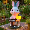 Solar Garden Rabbit Statues Outdoor Bunnies Figurine Decorations for Patios Yard Lawn Ornament Easter Housewarmings Gift