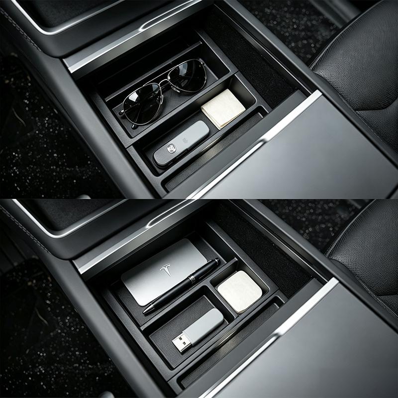 for Tesla Model Y L YL 2026 Center Console Storage Box Armrest Box Organizer Tray Model Y Juniper 2025 TPE Bottle Cup Holder