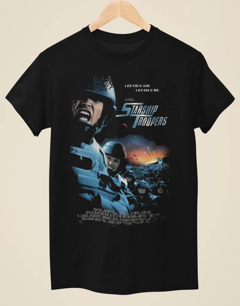 Starship Troopers Movie Poster Inspired Unisex Black TShirt S