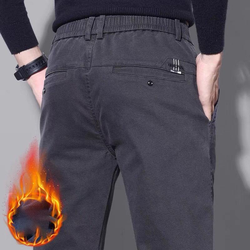 Spring and Autumn Men's Large Size Plus Velvet Thickened Business Casual Pants