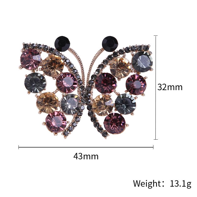 New Products Color Golden Butterfly Rhinestone Brooch Diy Insect Party Wedding Bouquet Brooch Gift Metal Rhinestone Brooch