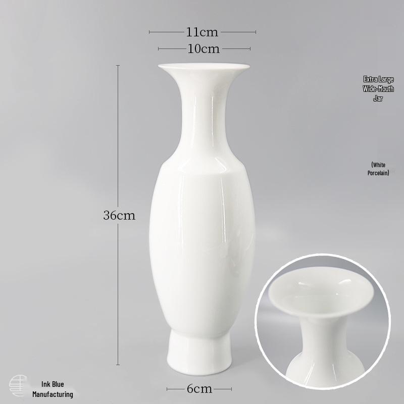 Thin-Walled Translucent White Ceramic Vase, Zen Style, Antique Chinese Plum Blossom Ornament for Living Room Decor.