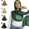 2 Pcs Set Cotton Rayon Modal Hijab Matching Color Jersey Cap Plain Cotton Muslim Women Scarf Shawl Turbante Femenino 85*185cm