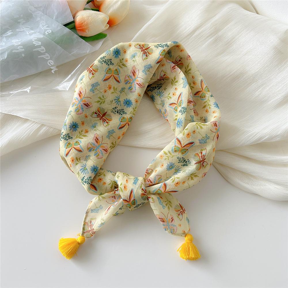 

60 висящих хлопковых и льняных маленьких квадратных шарфов для женщин, весна и осень, защита шеи, универсальный головной платок, украшение, модный и стильный 60*60cm