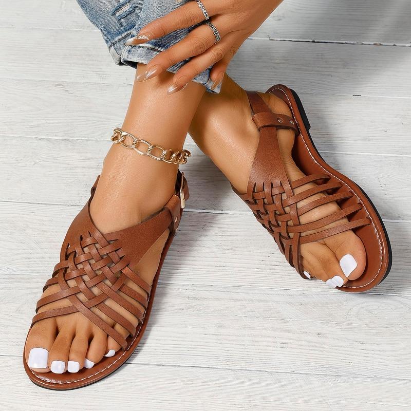 Women Cross Sandals Summer Casual Solid Color Flat Bottom Anti Slip Beach Sandals Luxury Sandals Women Designers