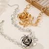 Big Exaggerated Flower Necklace Coarse Neck Chain Wedding Metal Rose Necklace  Birthday
