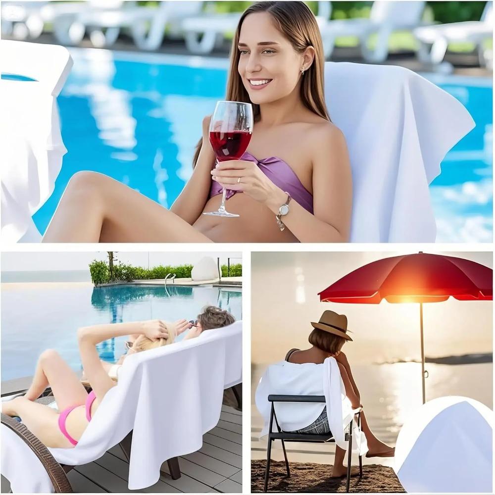 Artistic Ocean Wave Sunset Beach Towel, Serene Coastal Pattern Quick Dry Absorbent, Large Sand Free Travel Pool Essentials