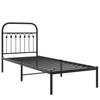 Metal Bed Frame with Headboard Black 75 X 190 Cm