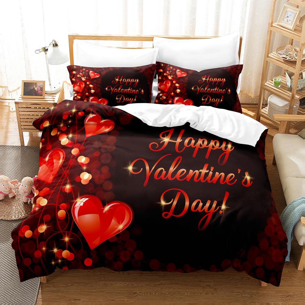 3D Couple Room Bedding Set Valentine's Day Duvet Cover Pillowcase 2/3 Pieces AU220 * 240 Super King Soft Zippered Home Textile