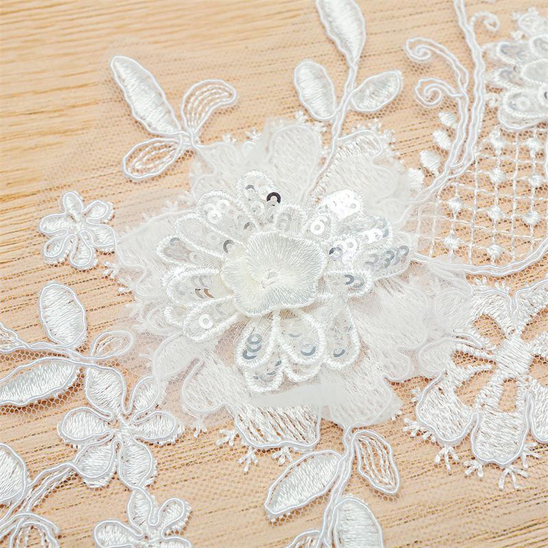 Beads Car Stock Three-Dimensional Embroidery Pair Of Flowers Lace Lace Sticker Flower Material Accessories Clothing Clothes Decorative Flower Pieces