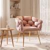 Luxuriöser, Moderner Akzentstuhl, Schminktischstuhl mit Metallrahmen für Schlafzimmer, Wohnzimmer, Esszimmer