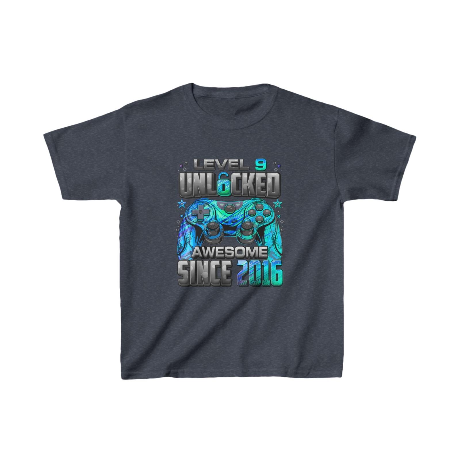 Level 9 Unlocked Awesome Since 2016 9th Birthday Gaming T-Shirt S
