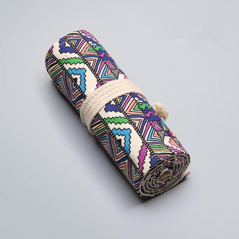 48 Отверстий Цветной Тканевый Пенал Канцелярский Косметический Пенал Сумка для Хранения Карандашей Пенал-Сверток Школьные Принадлежности 1