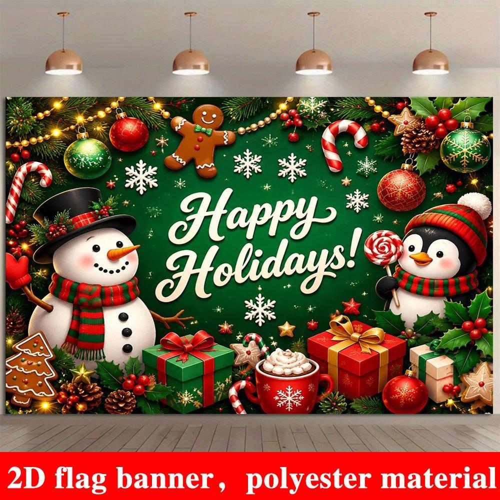 1Pcs Snowman Penguin Gingerbread Candies Gifts Decoration Background Christmas Backdrop Decorations For Photo Studio Booth Party