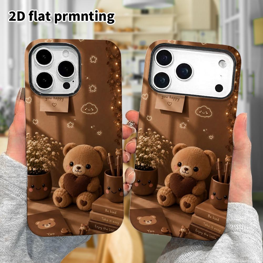 Phone Case: 2D Flat Samsung Galaxy A34 A35 M05 M06 S20 S22 S21 FE Plus 5G Protective Case, Brown-tone Little Bear Desk, Perfect Christmas and Hallowee