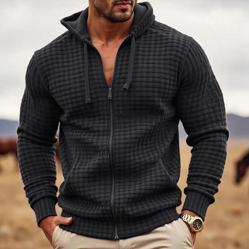 Mens Hoodies Pullover Full-Zip Long Sleeve  Knit Hooded Sweatshirt Hoodie For Men Fall Casual Clothes
