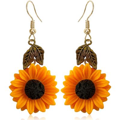 Boucles d'oreilles pendantes tournesol pour femme Boucles d'oreilles vintage Boucles d'oreilles assorties pour voyage à la plage