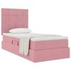 Storage Bed with Mattress Pink 90 x 190 cm Velvet