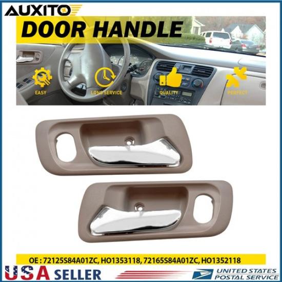 Door Handle Set For 1998-2002 Honda Accord Front Inner Beige Housing 2Pc B