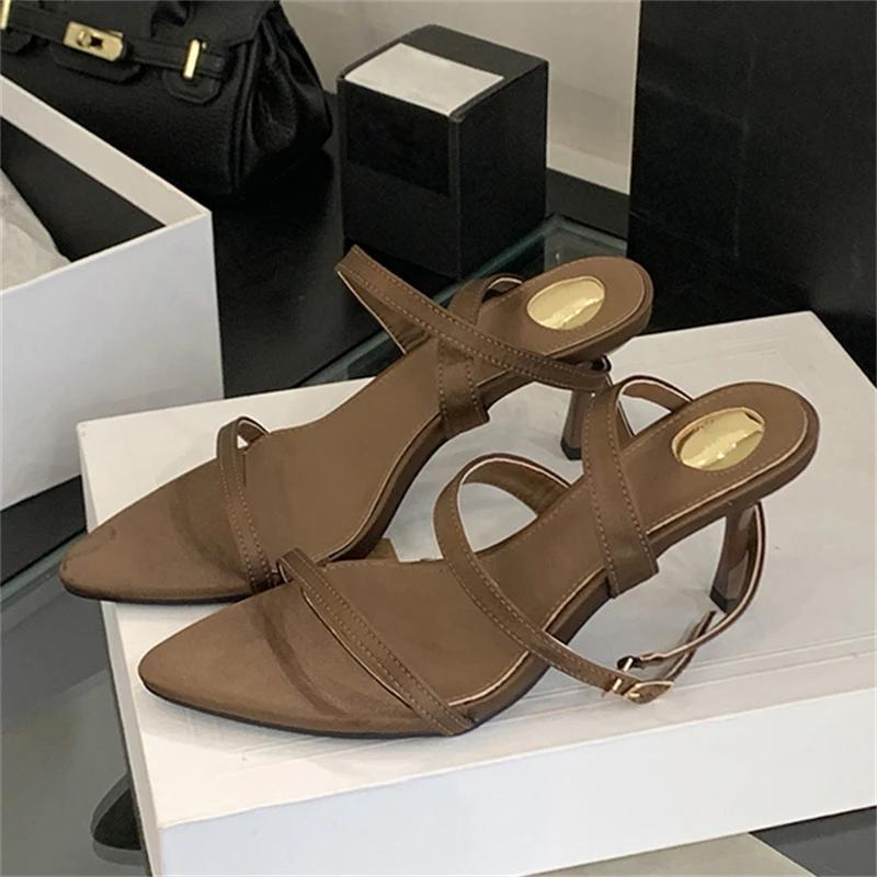 Eilyken Summer Street Style Women Sandals Pointed Toe Ankle Buckle Strap Thin Low Heels Banquet Prom Female Shoes