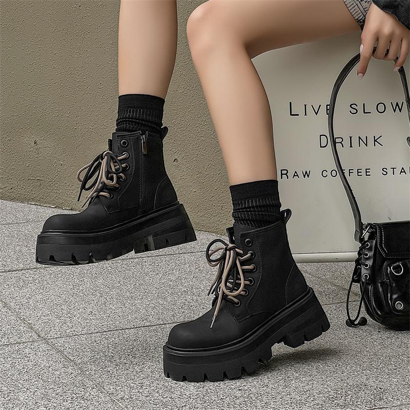 Martin Boots Herren Winter Samt Paar Schuhe Plateau Reißverschluss Lässig Erhöhend Werkzeugstiefel 7429-Q