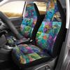 Bulopur Multicolor Polyester Universal Fit Car Truck SUV Van Automotive Seat Covers, 2pcs Front, Hibiscus Floral & Sea Turtle Print