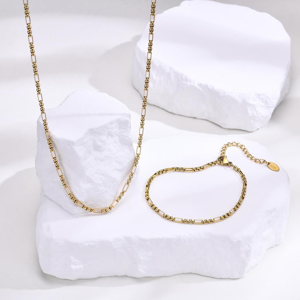Vnox Minimalist Box Chain Bracelets for Women, Gold Color Stainless Steel Link Chain Wristband Jewelry