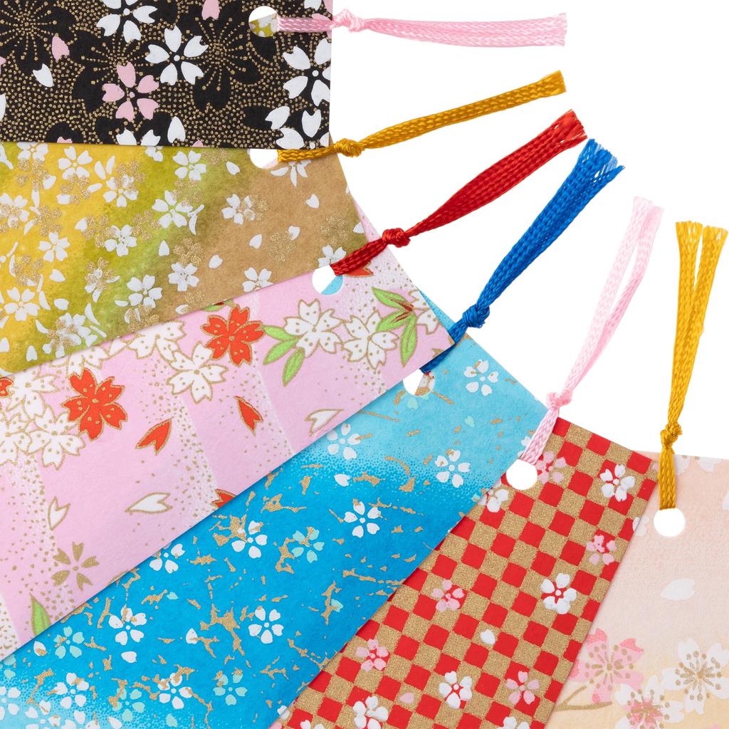 Kawasumi Washi Yuzen Washi Lesezeichen Kirschblüten-Design Schablonengefärbt (6 Blätter) -