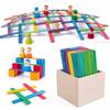 Creative Rainbow Building Blocks: 120-Piece Educational Wooden Interlocking Toy for Early Learning