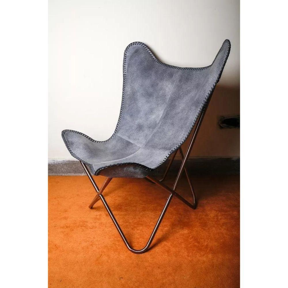 Vintage Butterfly Chair Home Decor Buffalo Leather Lounge Accent Relax Arm Chair