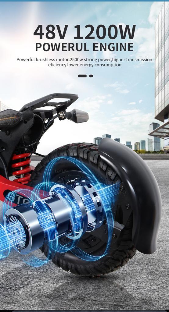 Nouveau 2025 EU Scooter Électrique 1200W moteur unique 48V 13ah avec Pneus 11 Pouces, Vitesse Maximale de 45-50 km/h, Autonomie de 50-60km Scooter