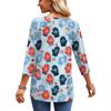 Women's Fashion Casual Christmas Print V-Neck Three-Quarter Sleeve Blouse