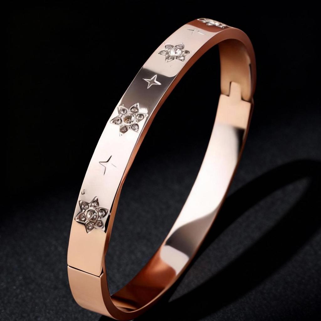 Women's Luxury Stainless Steel Bracelet: Electroplated Titanium, Full Diamond Set, European-American Style