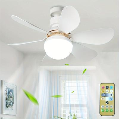 30W Small Modern Ceiling Fan Light E27 Threaded Head Home Mute Mini Ceiling Fan Light for Kitchen Dining Room and Bedroom